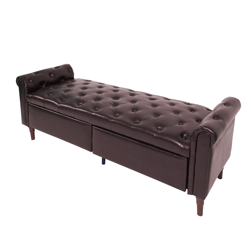 Laneise Velvet Upholstered Storage Bench, Brown