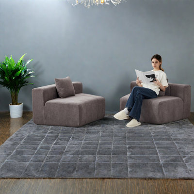 Canapé modulaire moderne 2 places en chenille gris