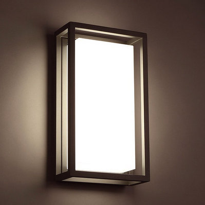 Framed Outdoor Flush Mount, Bronze, 8" H x 20" W x 4" D