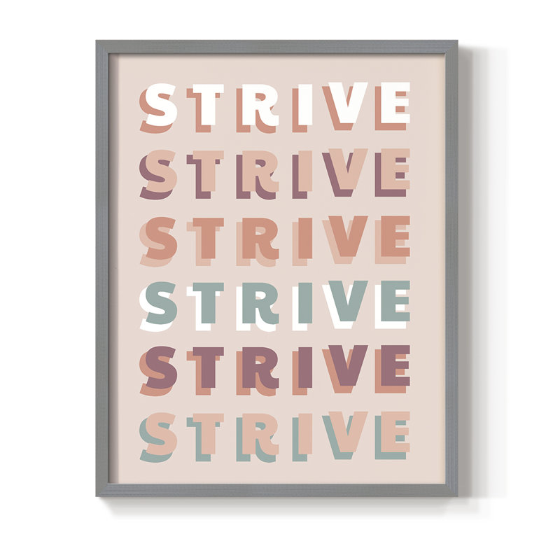 Strive Framed Print - Solid Wood, 10" H x 8" W, Gray