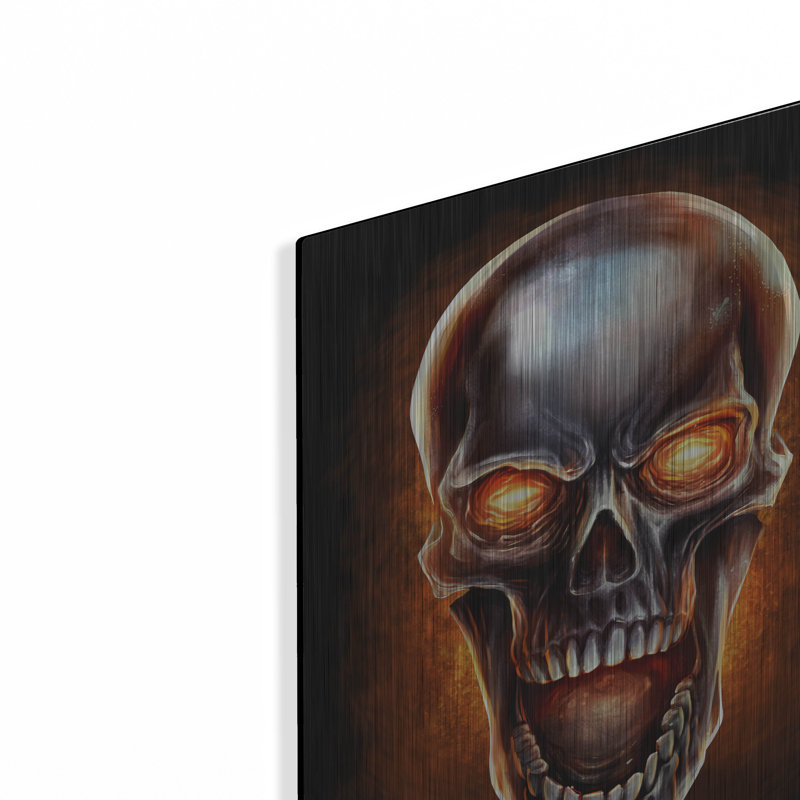 " Metal Fire Skull " by Flyland Designs, 16" H x 12" W