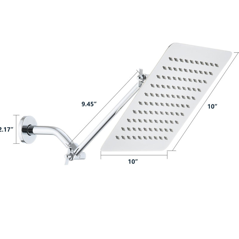 Pomme de douche en acier inoxydable de 10 po avec couverture de jet large et fluide