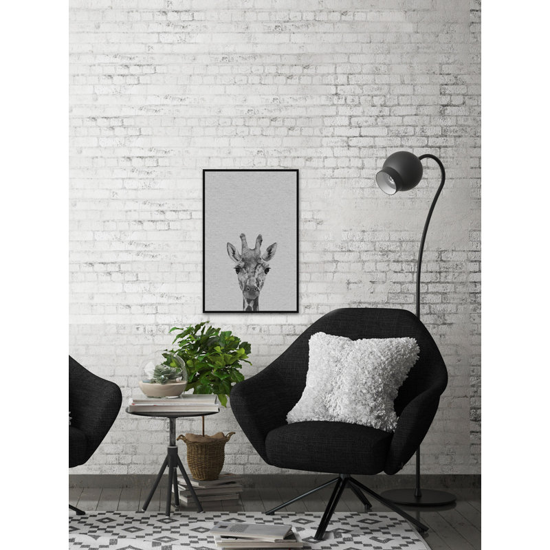 Cheeky Giraffe III - Floater Frame Painting on Canvas, 46 cm H x 30 cm W x 4 cm D
