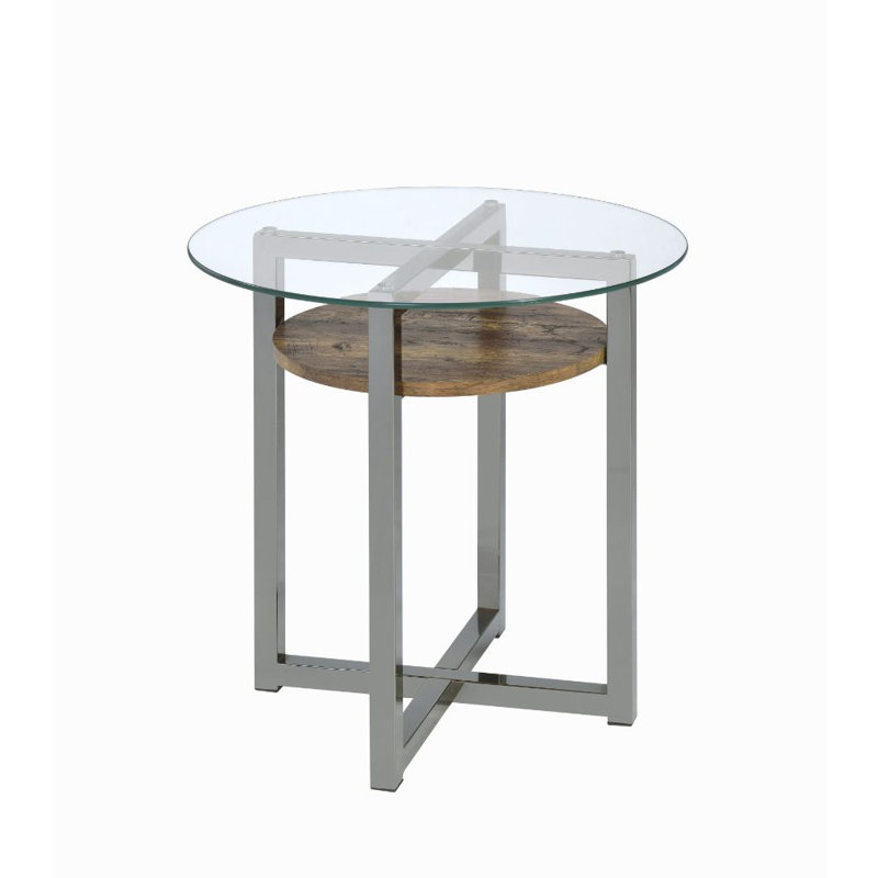 Amaan Glass Top End Table