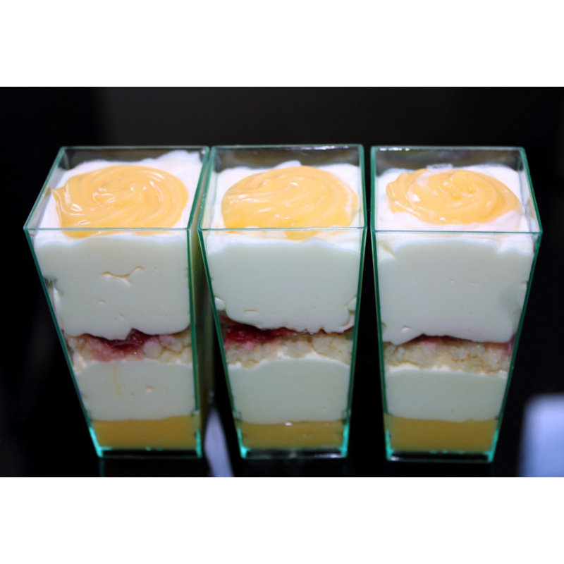 Restaurantware-4 Ounce Tall Geometric Cups, 100 Disposable Dessert Cups - Lids Sold Separately, Sturdy, Seagreen Plastic Square Appetizer Cup, Unique Design, For Weddings, Birthdays