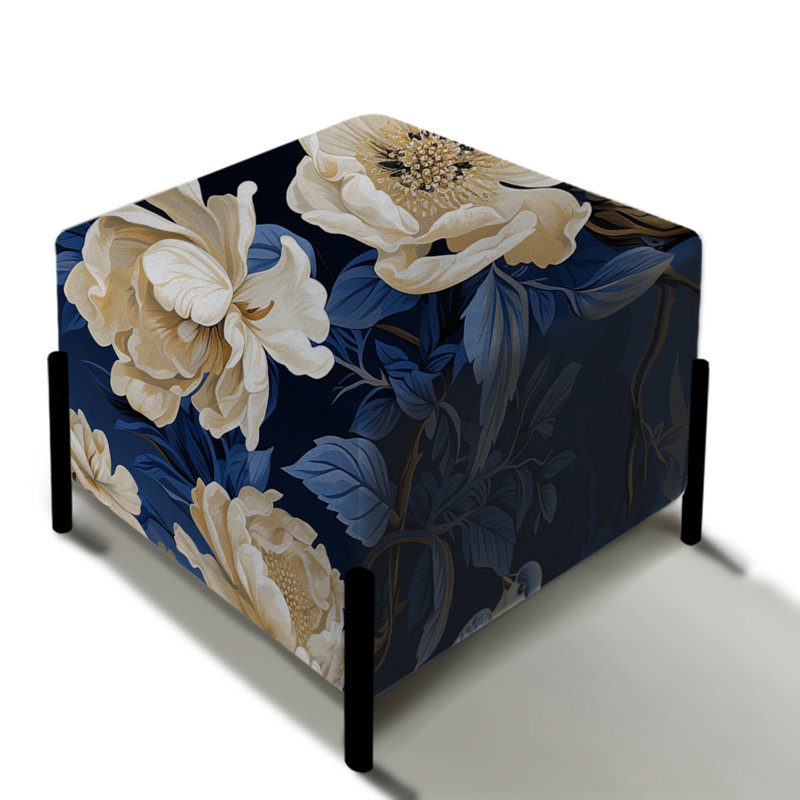 Motif victorien bleu cobalt de style victorien - repose-pieds carré floral