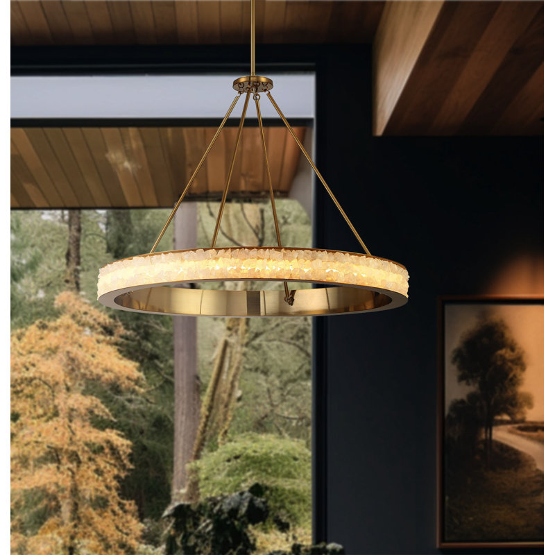 Everly Quinn Culmore - LED Chandelier In Celeste Brass Finish, 28.25" H x 36.25" W x 36.25" D