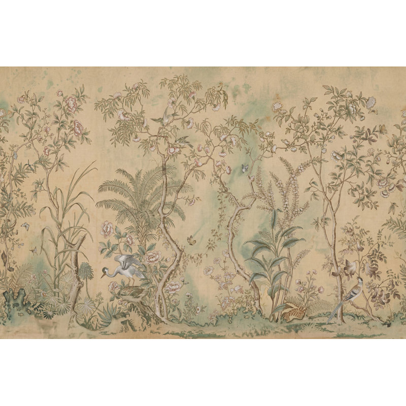 Décoration murale amovible de papier peint botanique chinois discret, Non tissé, 200 po x 120 po