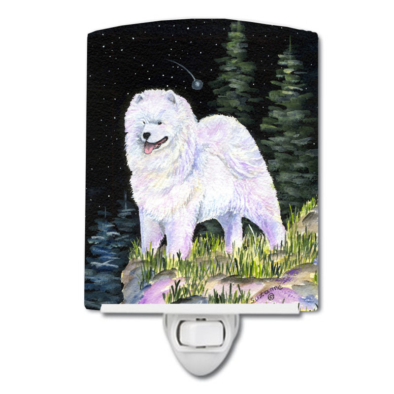 Starry Samoyed Ceramic Night Light