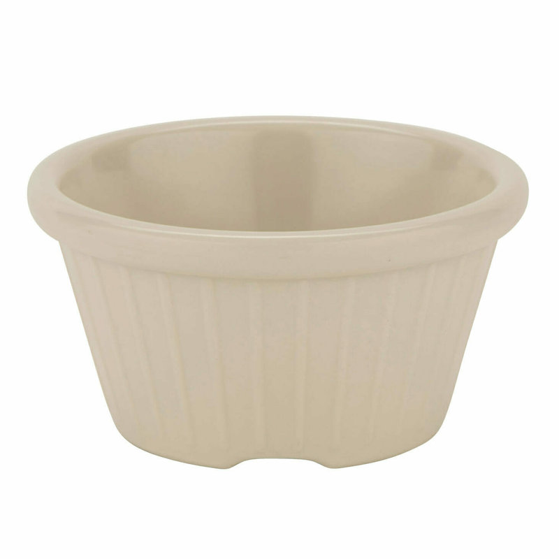 G.E.T. Fluted & Smooth Ramekins Melamine Stainless Steel 12 Piece Ramekin / Soufflé Dish Bakeware Set, Ivory