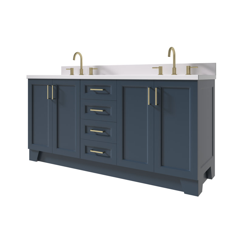 73 IN.  Single Bathroom Vanity, Oval, Midnight Blue,  White Quartz
