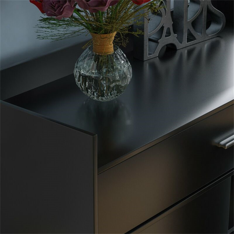 8 Pair Shoe Storage Cabinet, Black