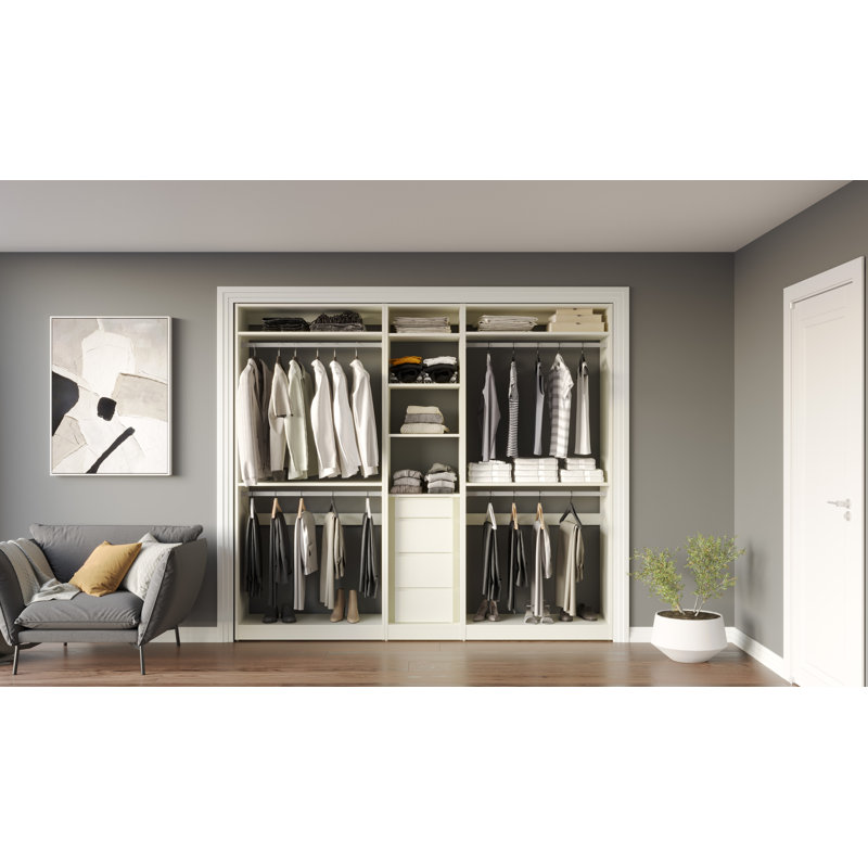 Closet System Reach-In Sets 36/18/36 Inches, 84"H x 90"W x 16"D, White
