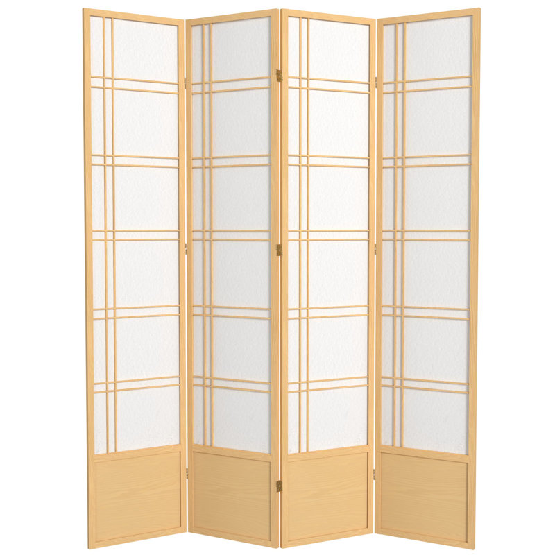83.5" Double Cross Shoji Room Divider, 4 Panels, Natural