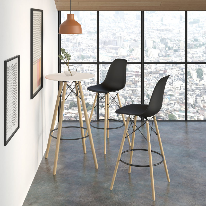 Jordan Bar & Counter Stool, Black/Natural, Bar Stool (29.5" Seat Height)