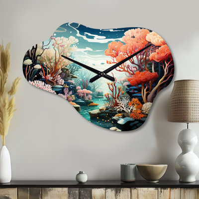 Underwater Coral Reef Profondeurs II - Horloge murale nuage corail en métal, sans horloge murale