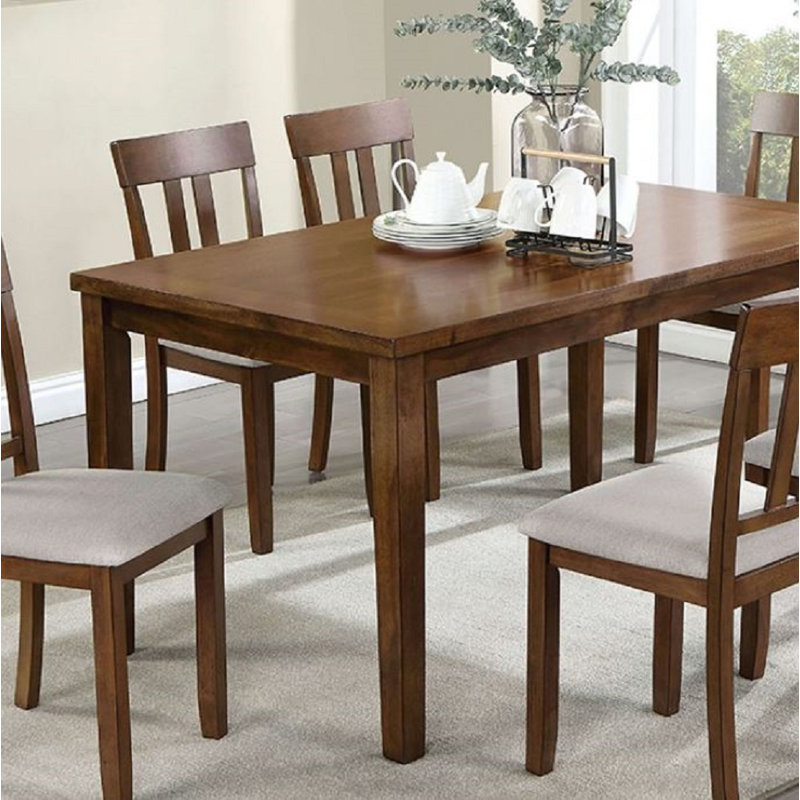 Mitcham 7pc Walnut Dining Table Set With Beige Upholstered Chairs