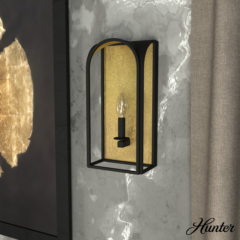 Hunter Dukestown 1 Light Sconce Wall Light Fixture, Natural Iron/Gold Leaf