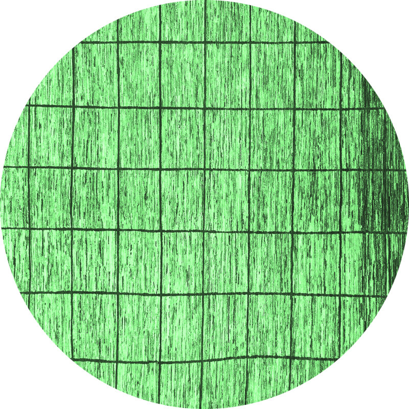 Washable Plaid Indoor Rug, Round 5'