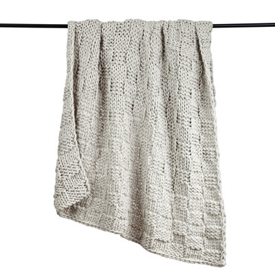 Hand-Knitted Wool Throw Blanket