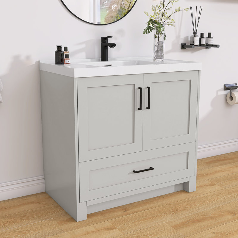 Meuble-lavabo autoportant en bois massif 36 po Allantra