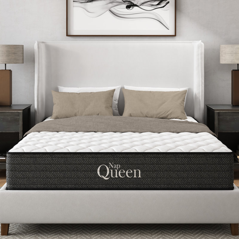 Matelas en gel de refroidissement complet de 10 pouces, - États-Unis, relief, faible transfert de mouvement, caractéristique, eau, compatible avec un cadre de base réglable, gris et blanc, rembourrage en mousse à mémoire de forme, trait d'assemblage à ressort,