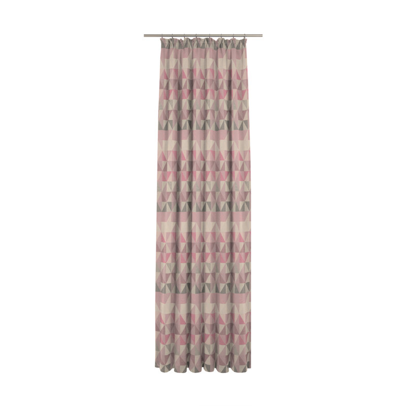 Vanesa Bio Bel Opaque Single Curtain, 145 W x 225 D cm, Pink/Misty Rose/Beige