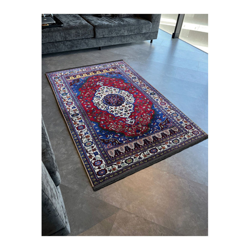 Tapis décoratif bleu marine, Sous-tapis rectangulaire de 3 pi 3 po x 4 pi 11 po