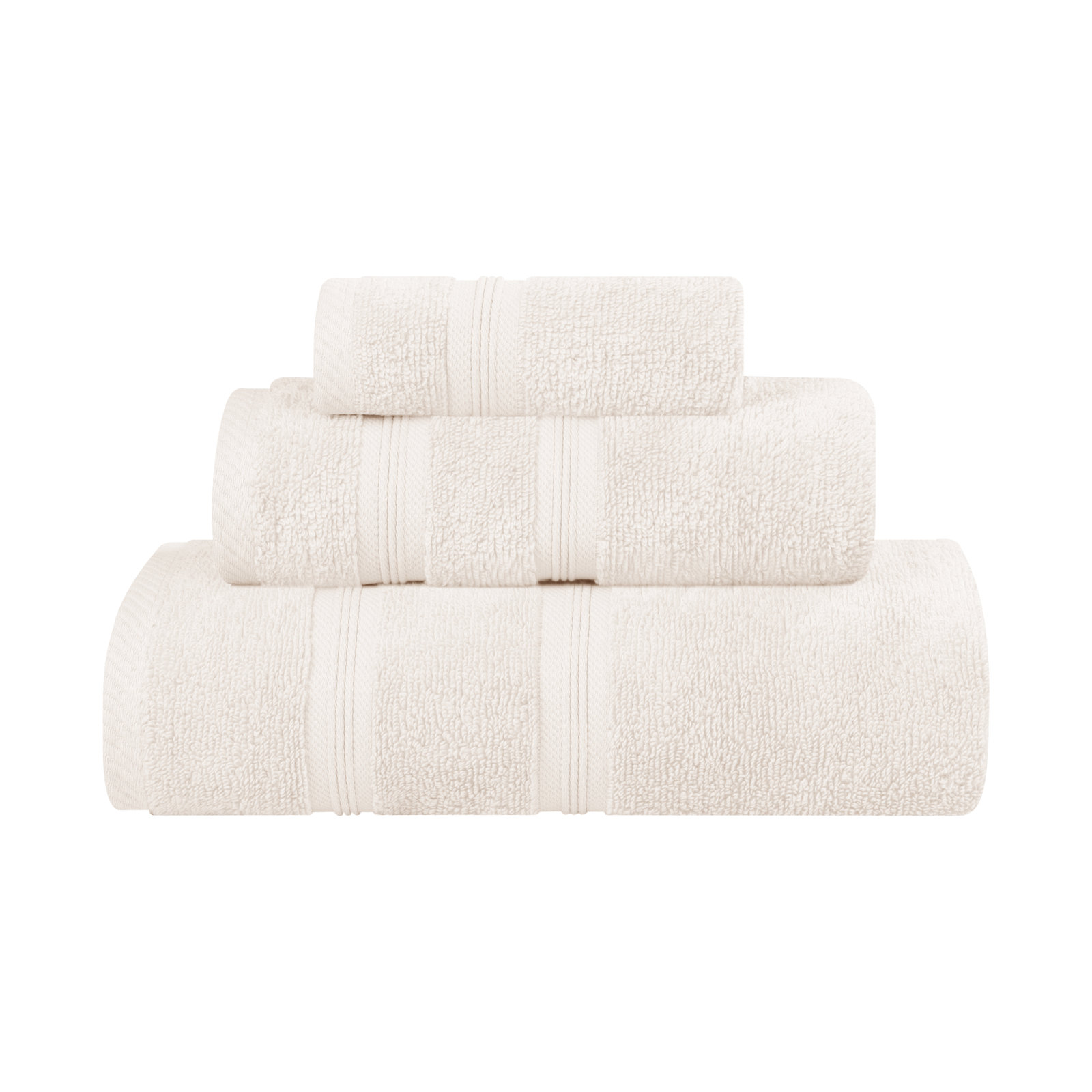 3-Piece Cotton Bath Towel Set, Ivory