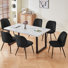 150Cm Table With 6 Modern Cool Colour Upholstered Dining Chairs