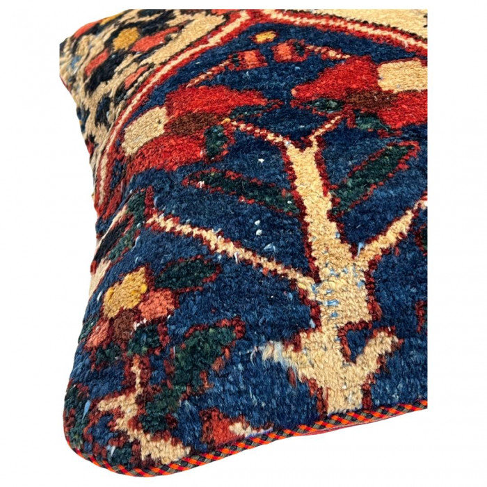Wool Square Pillow Cover & Insert, Navy Blue/Beige Floral