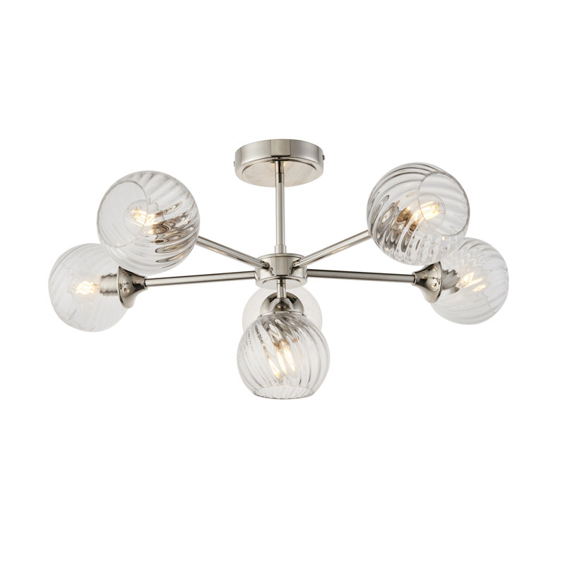 Londino Semi Flush Mount, Bright Nickel Plate/Clear