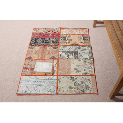 Experience Boho Chic In Living Room Vintage Handmade Turkish Patchwork Rug In Vibrant