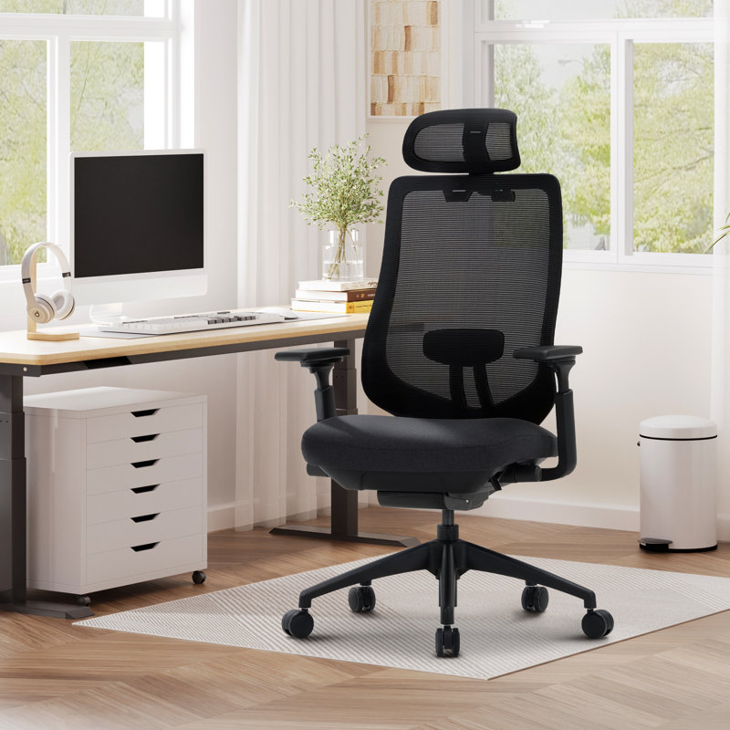 Ergonomic Office Chair with 4D Armrests & Headrest - High Back Mesh Task Chair with Lumbar Support - Adjustable for Home Office & Long Hours Use