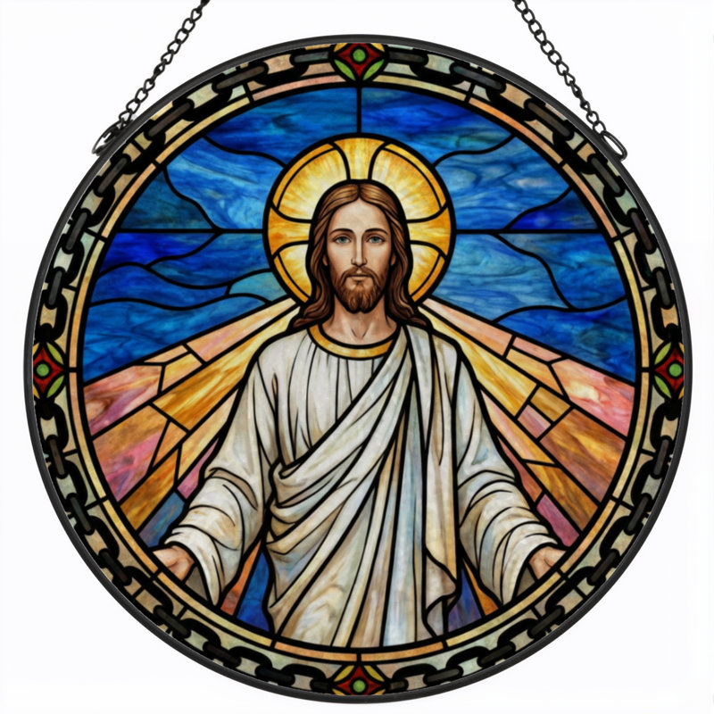 Vitrail de fenêtre 7,8 "H Jesus Christ, H 7,8 po x l 7,8 po