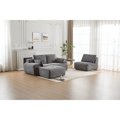 Canapé moderne en mousse à mémoire de forme compressée, grands canapés modulaires pour le salon, canapé modulaire Cloud pour animaux de compagnie, tissu en velours côtelé, causeuse très profonde, sans assemblage avec coussins