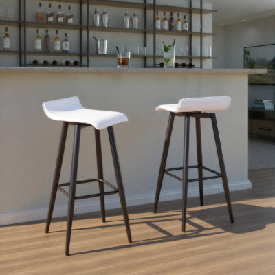 Camargo Fixed-Height Swivel Bar Stool with Tapered Metal Legs