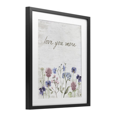 «Love You More Wildflowers», reproduction sous verre encadrée, design par lettré et doublé
