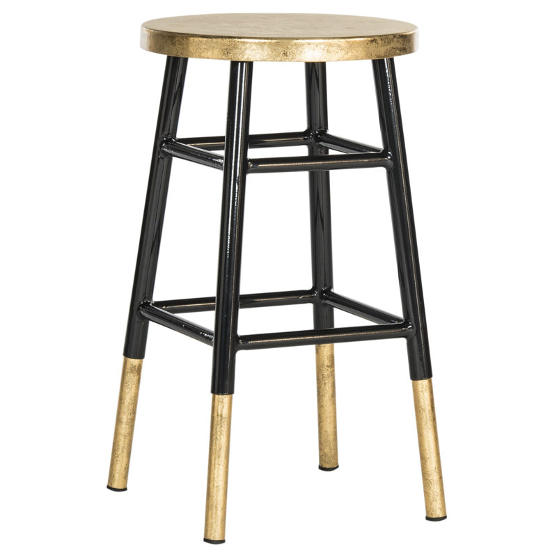 Tabouret de bar et de comptoir Amiaha, Noir, Tabouret de comptoir (assise de 24 po de hauteur), Or