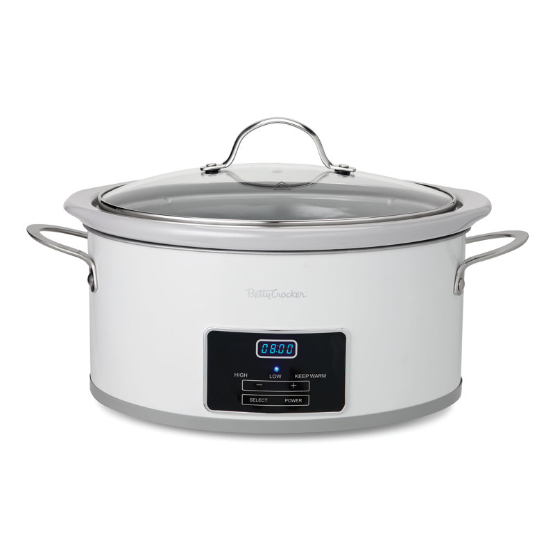 Betty Crocker 6-quart Oval Digital Slow Cooker, Programmable Crock Pot Up To 20 Hours, Electric Cooking Pot With Lcd Digital Display, Removable Stoneware Crock Liner, Betty Crocker Cookbook For Slow Cookers Included