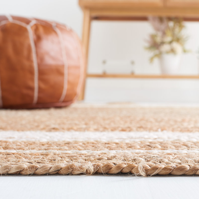 Pellet Natural Fiber Flat Weave Jute Rug, Oval 5' x 8'
