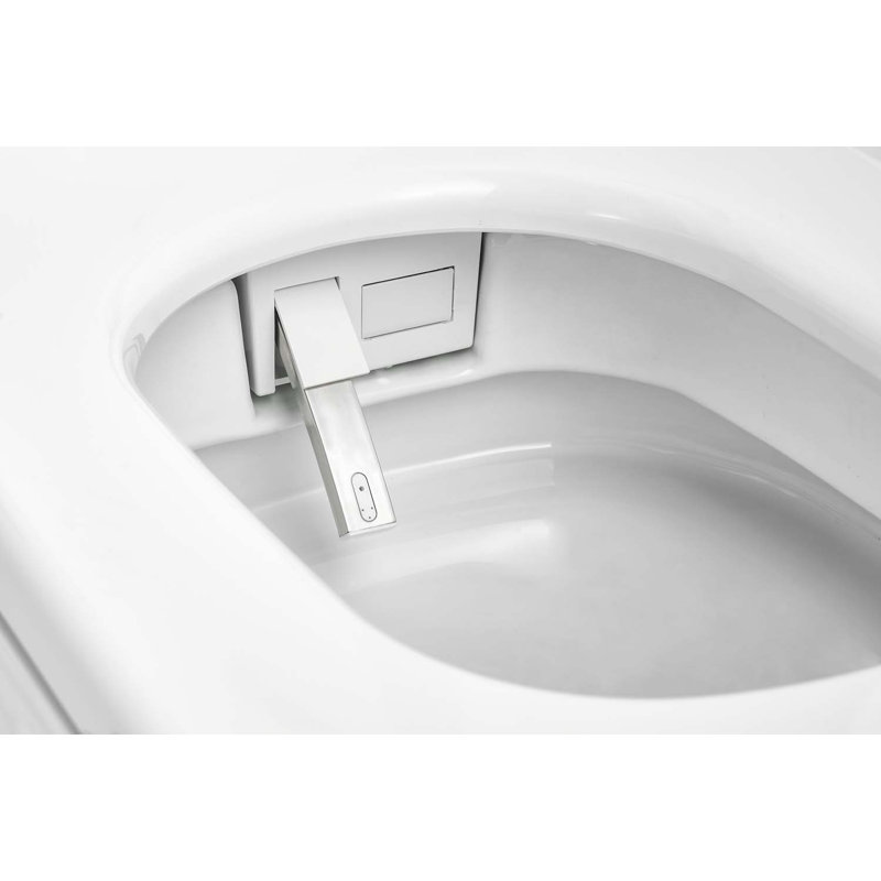 Toilette plate carrée multifonctionnelle avec chasse d'eau automatique avec télécommande / capteur de pied / nuit, Or