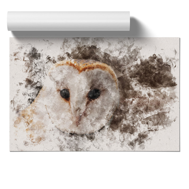 Barn Owl Watercolour - Frameless Print, 42cm H x 59cm W x 0.1cm D