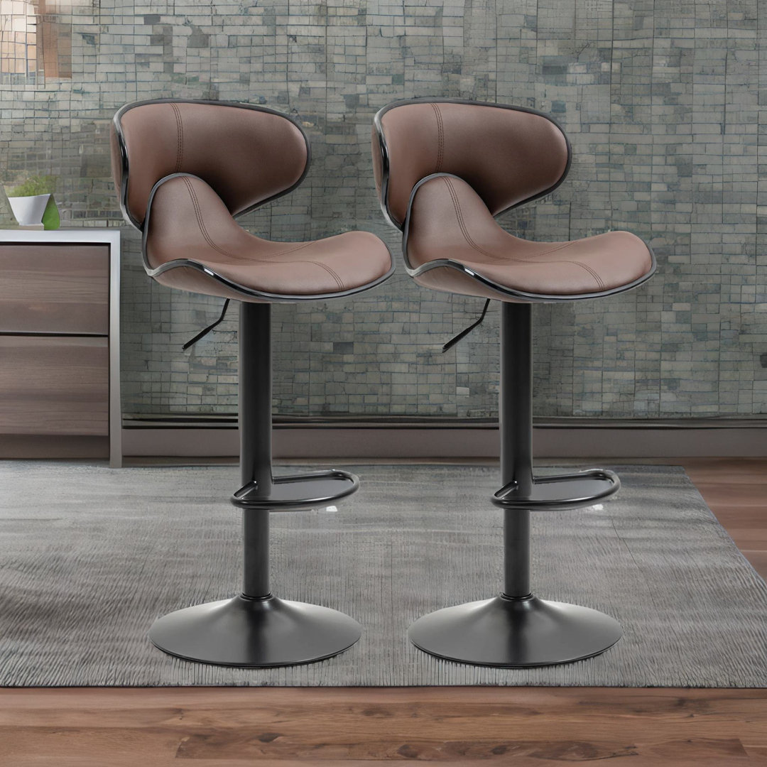 Misk 2-Piece 360-Swivel Adjustable Height Stool With Back & Footrest Kitchen Living Room Furniture