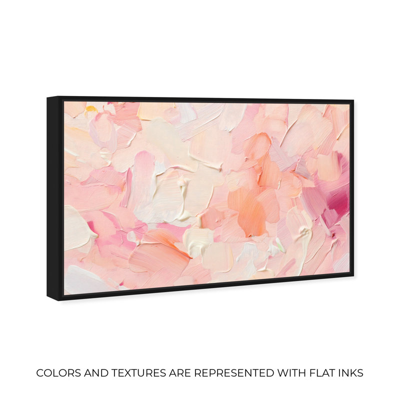 «Morning Meadows Blush», art abstrait pastel par Art Remedy, Cadre noir, H 21 po x l 31 po