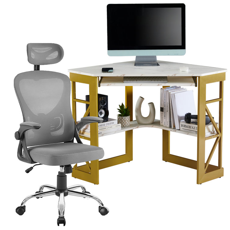 Corner Metal Base Computer Desk