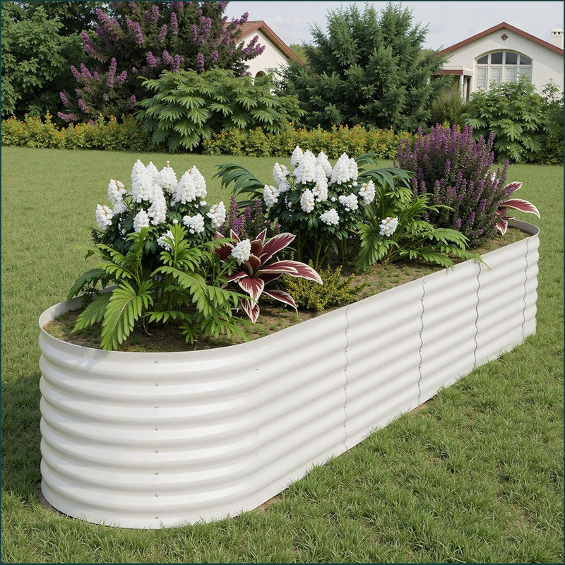 Oval Raised Garden Bed - 0.6mm Galvanized Steel Planter Box with Open-Bottom Design, Effortless Tool-Free Assembly Elevated Planter Box for Indoor/Outdoor Vegetables Weatherproof Outdoor Garden Kit