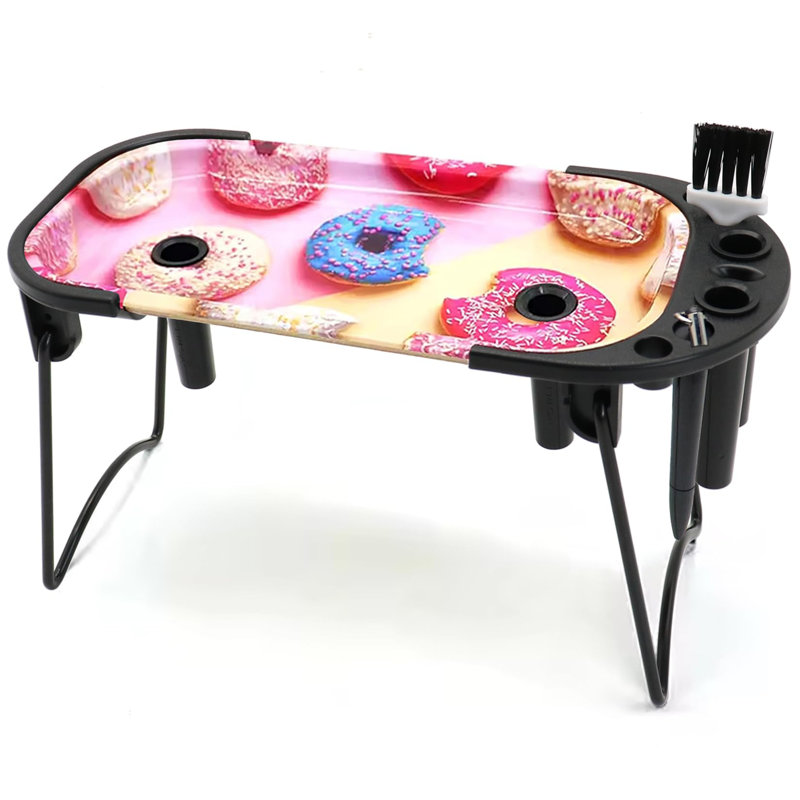 A Versatile Small Tray With A Cool Pattern And Foldable Stand And Accessories, Pink