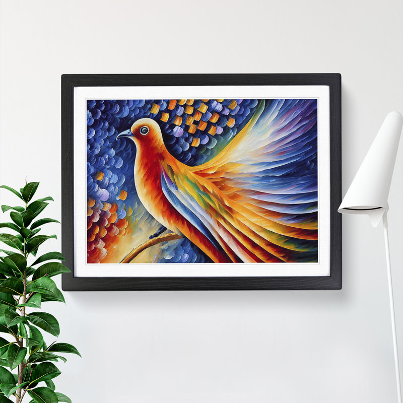 Dove Bird Vol.1 Abstract - Single Picture Frame Print, Black Framed, 34cm H x 46cm W x 2cm D