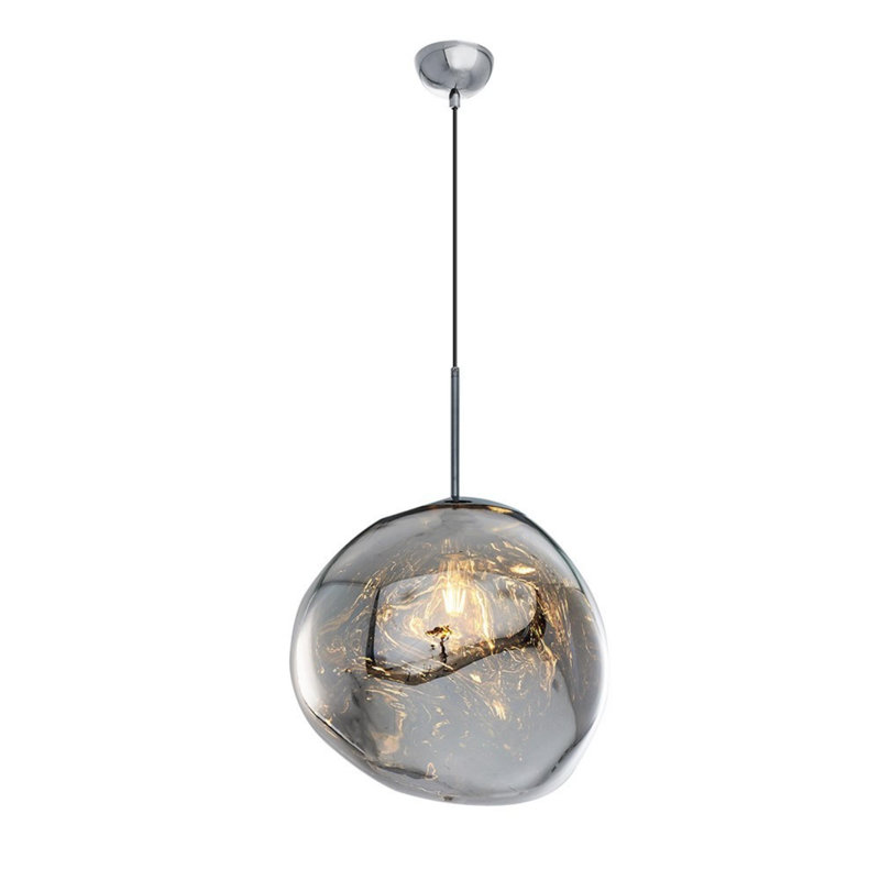 Modern Chrome Chandelier, 14.2 in Diameter x 47.2 in Height | Elegant Acrylic Body, 1 x E27 Socket (Bulb Not Included) | Energy Saving Design, Perfect for Living Room & Dining Room Décor